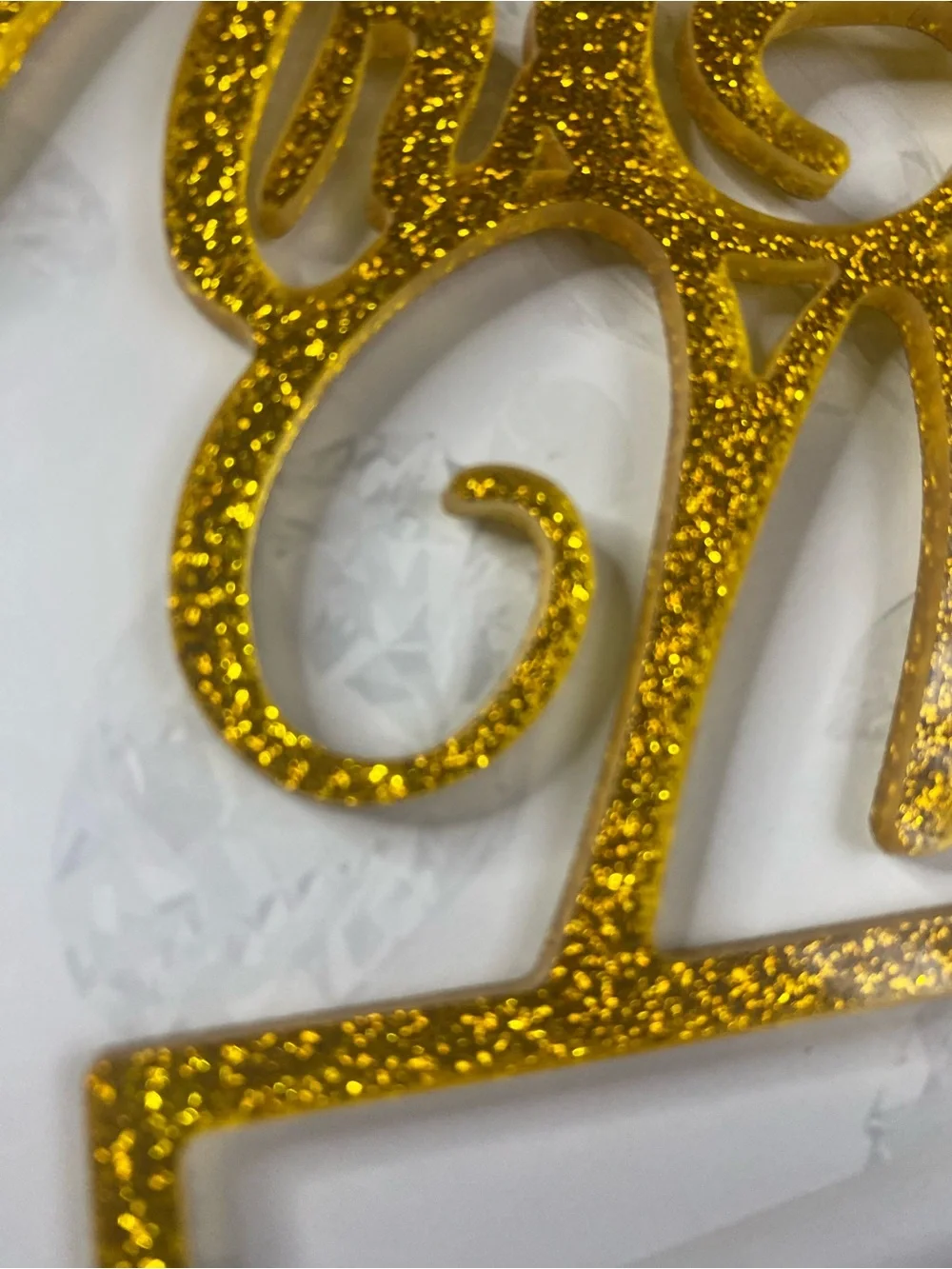 Gold Glitter Acrylic ‘Mr and Mrs’ Cake Topper